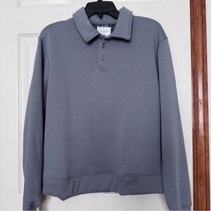 Denim & Flower Collared Pullover in Slate Blue-Gray